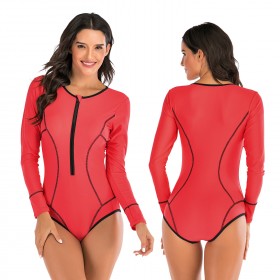 One-piece long-sleeved surfing suit sunscreen female swimsuit hot spring diving suit sexy swimsuit 7786