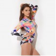 Sexy Siamese Lady Swimwear Hot Spring Surfing Diving Long Sleeve Swimwear 2167
