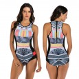 Surfing sleeveless one-piece female swimsuit hot spring swimsuit diving suit 7723