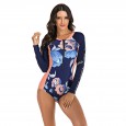 Surfing suit one-piece long-sleeved female swimsuit hot spring swimsuit diving suit 7729