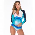 Split long-sleeved surfing suit sunscreen female swimsuit hot spring diving suit swimsuit 6621