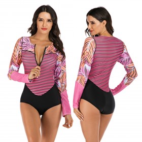 Surfing suit one-piece long-sleeved female swimsuit hot spring swimsuit diving suit 7726
