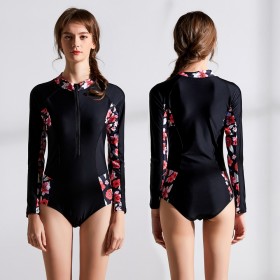Sexy Siamese Lady Swimwear Hot Spring Surfing Diving Long Sleeve Swimsuit 92