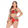 Plus size bikini gathered big cup ladies swimwear swimsuit 6662