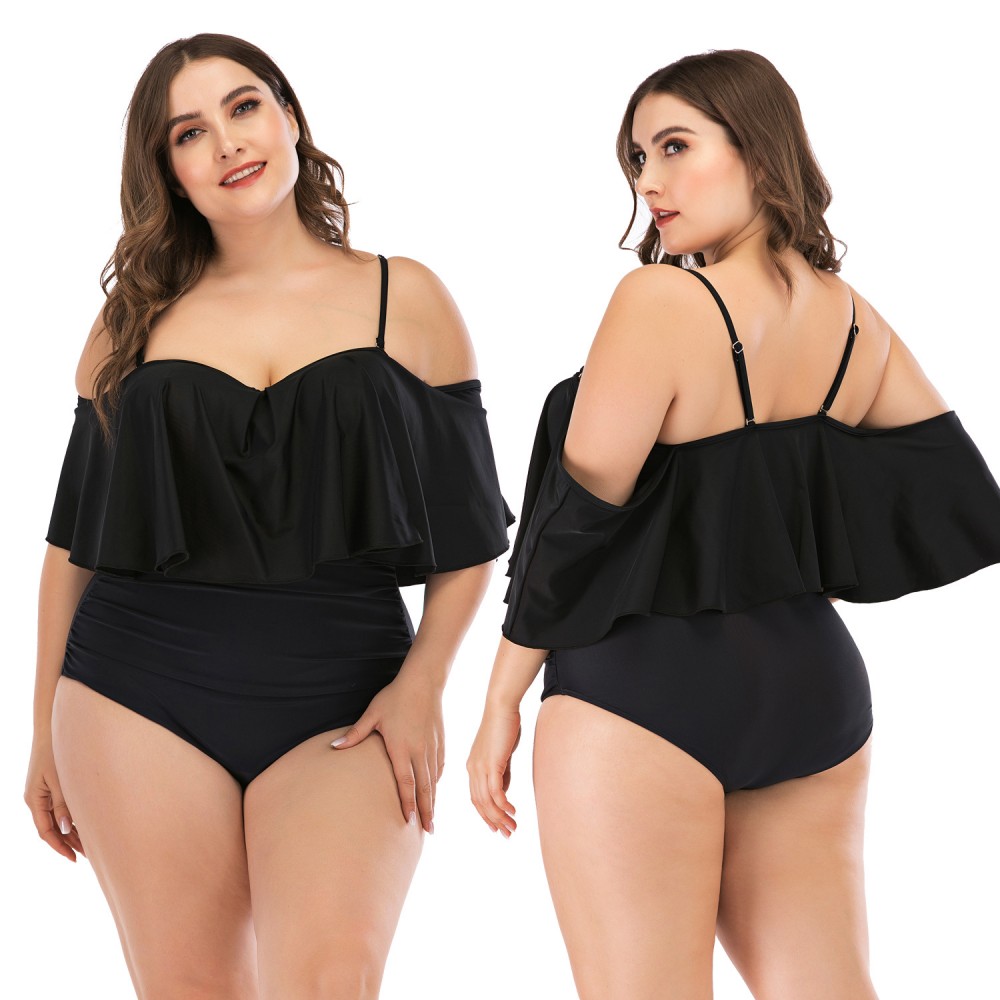 Siamese increase ladies swimsuit big cup MM big ruffled swimsuit 8844