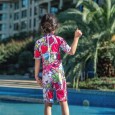 Children's one-piece swimsuit female baby hot spring boxer swimsuit graffiti surfing suit sports 1031