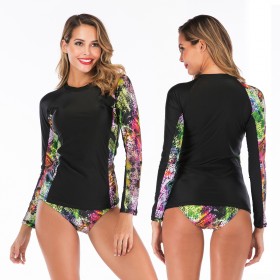 Split long-sleeved surfing suit sunscreen female swimsuit hot spring diving suit swimsuit 6602