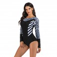 Surfing suit Siamese long-sleeved female swimsuit hot spring swimsuit diving suit 7737