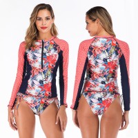 Split long-sleeved surfing suit sunscreen female swimsuit hot spring diving suit swimsuit 6609