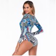 One-piece long-sleeved surfing suit sunscreen female swimsuit hot spring diving suit swimsuit 6626