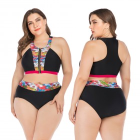 Plus size bikini gathered big cup ladies swimwear swimsuit 6672