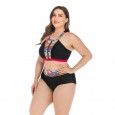 Plus size bikini gathered big cup ladies swimwear swimsuit 6672