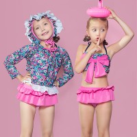 Baby girl cute hot spring split swimsuit long sleeve sunscreen with swimming cap diving suit swimsuit 33