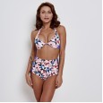 Sexy high waist bikini swimsuit steel support gathered thin swimsuit 9505