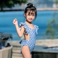 Children's one-piece swimsuit female baby spa loli swimsuit bow cute wave point 1002