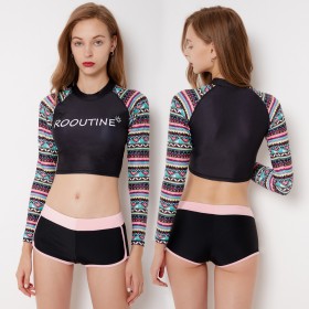 Split long-sleeved surfing suit female swimsuit hot spring swimsuit 9068