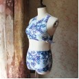 Sexy size chest gathered split triangle bikini female swimsuit hot spring swimsuit 92