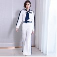 Summer new chiffon casual suit female high-end was thin and loose wide-leg trousers temperament simple two-piece suit