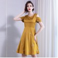 Short-sleeved embroidery plus size dress spring new women's fashion vest skirt women
