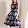 Spring new sleeveless vest A-line dress temperament was thin stripe long skirt high-end women's clothing