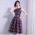 Spring new sleeveless vest A-line dress temperament was thin stripe long skirt high-end women's clothing