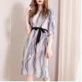 Spring new printed silk dress mid-length temperament mulberry silk A-line skirt big-name high-end women's clothing