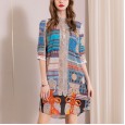 Silk printed shirt skirt spring new mulberry silk niche design temperament high-end loose version dress