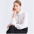 Spring new niche silk lace shirt ladies long sleeve shirt mulberry silk white shirt