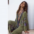 Spring new women's embroidery cardigan long skirt women's embroidery long sleeve dress