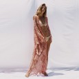 Bohemian plus size women's holiday style with long lace cardigan