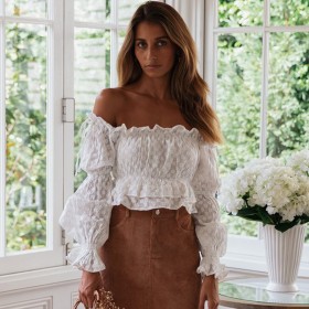 Xia solid color lotus leaf long-sleeved short bohemian tube top shirt female beach cover sunscreen