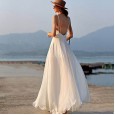 Bohemian solid color suspenders fairy long swing dress women's hot dress