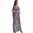 Spring chiffon beach outerwear positioning printing large size hot rhinestone women's dress