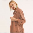 Autumn and winter new solid color short paragraph lapel windbreaker jacket nine-point sleeve fashion women