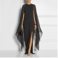 Spring new women's chiffon dress fashion queen fan dress