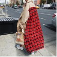 Best-selling new product large size loose khaki red plaid windbreaker women's jacket autumn and winter