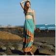 New lotus leaf wave mid-waist swing loose skirt beach vacation casual skirt