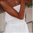 Summer new style wrapped chest irregular long white dress women's clothing