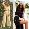Solid color fashion casual loose women's two-piece solid color wide leg pants