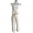 Spring and summer women's sexy solid color sleeveless suspenders exposed navel trousers pants suit