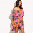 Summer fashion loose word collar fruit print dress women's clothing
