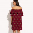 Summer fashion loose word collar fruit print dress women's clothing