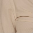 Autumn and winter new solid color striped off-shoulder V-neck exposed navel short long-sleeved sexy sweater