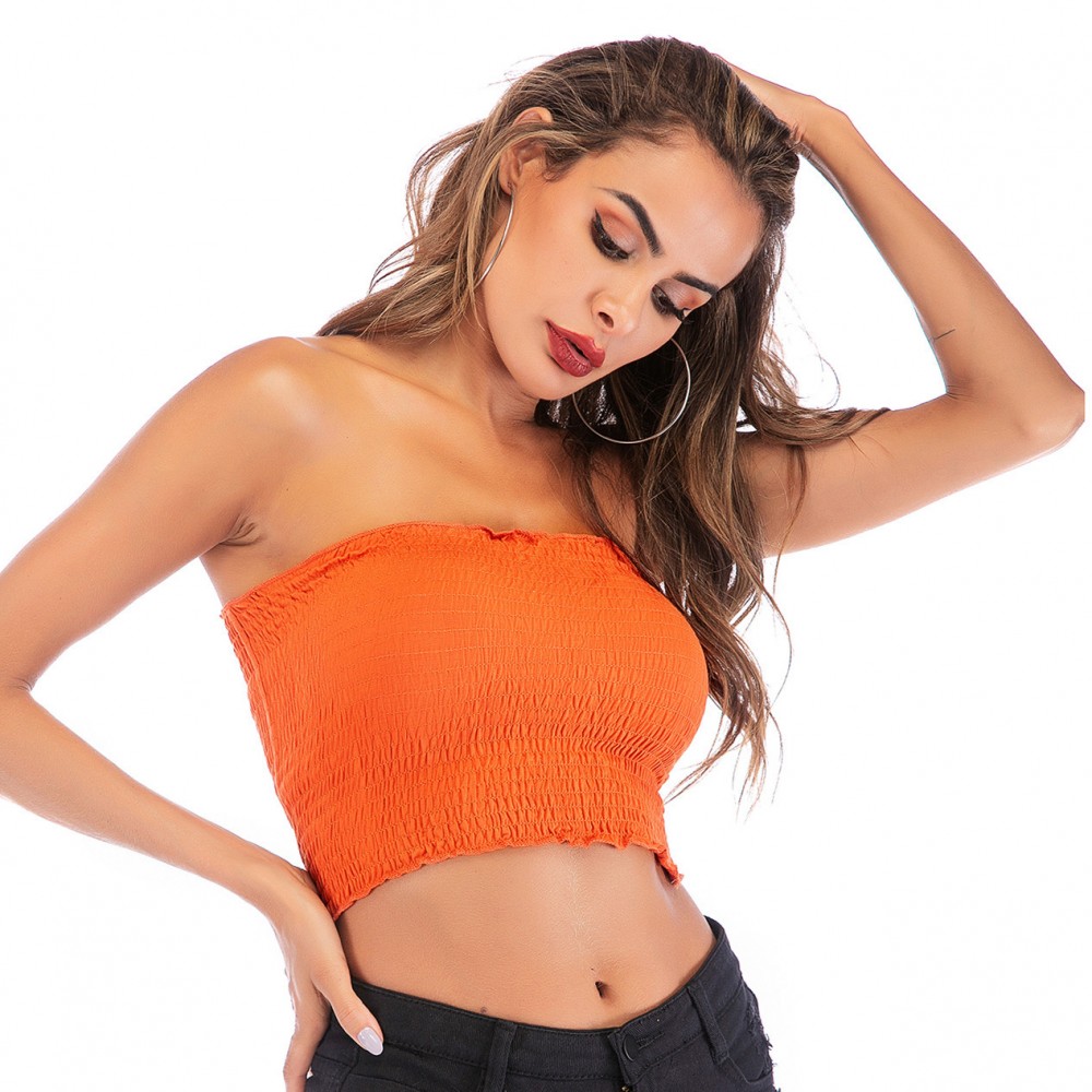 Summer sexy word collar wrapped chest solid color vest female tube top
