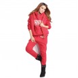 Autumn and winter women's casual suit hooded fleece thick sweater three-piece suit