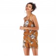 Women's Spring / Summer Sleeveless Printed Jumpsuit Halter Halter Sexy Shorts