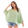 Spring and summer new top solid color bat sleeve T-shirt bottoming shirt