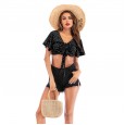 Casual short velvet pleated polka dot summer chiffon shirt