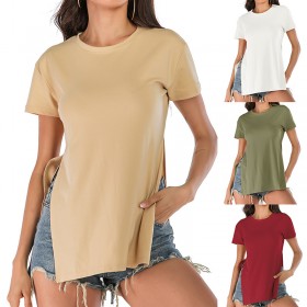 Xiaxin casual solid color t-shirt women's short-sleeved loose bottoming shirt