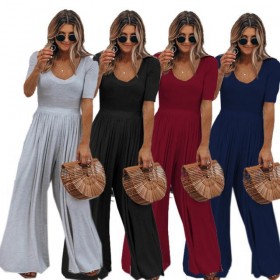Women's casual fashion wide leg jumpsuit tide
